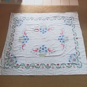 Vintage square linen tablecloth